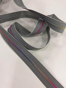 Spiralreißverschluss 3mm Gestreift mit Rainbow-Schiene "ohne Zipper"